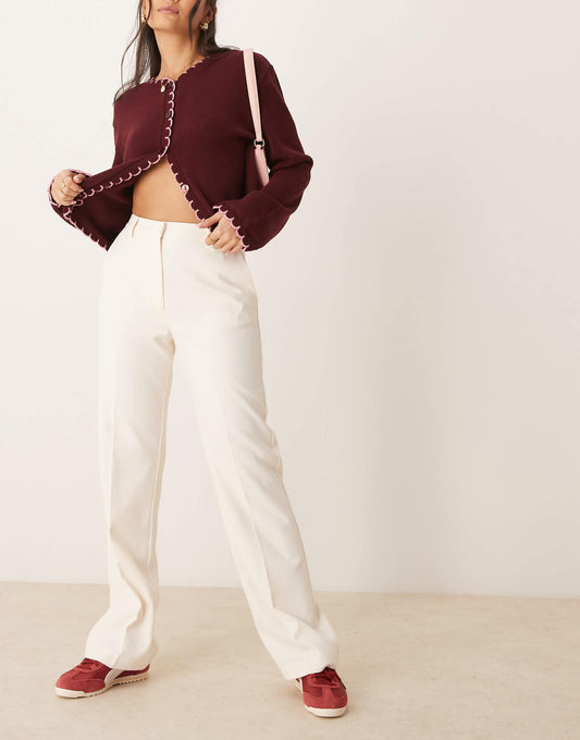 Tailored High Waist Straight Leg Trousers