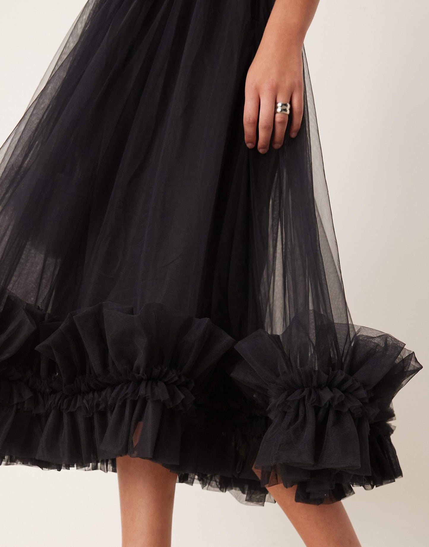 Corset Tulle Ruffle Hem Midaxi Dress