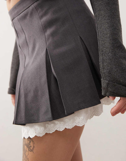 Layered Pleated Mini Skirt