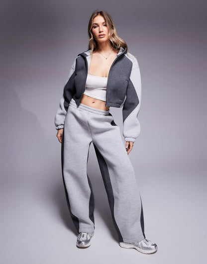 Co-Ord Cropped Colour Block Hoodie