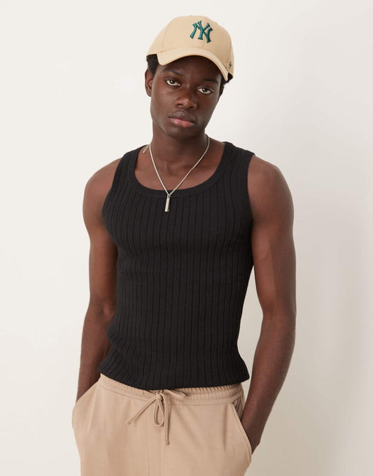 Muscle Fit Knitted Rib Vest