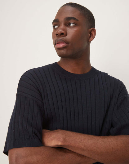 Relaxed Boxy Fit Knitted Rib T-Shirt