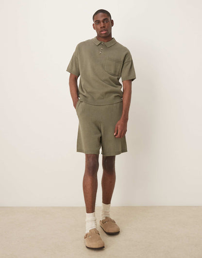 Relaxed Boxy Knitted Midweight Cotton Polo With Chest Pocket