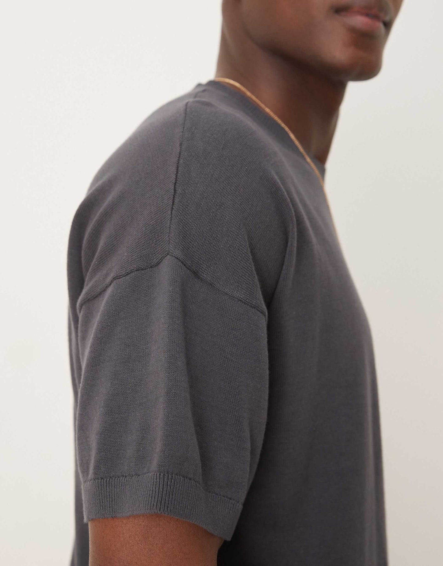 Relaxed Boxy Fit Midweight Knitted Cotton T-Shirt