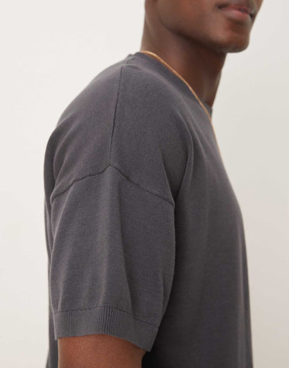 Relaxed Boxy Fit Midweight Knitted Cotton T-Shirt
