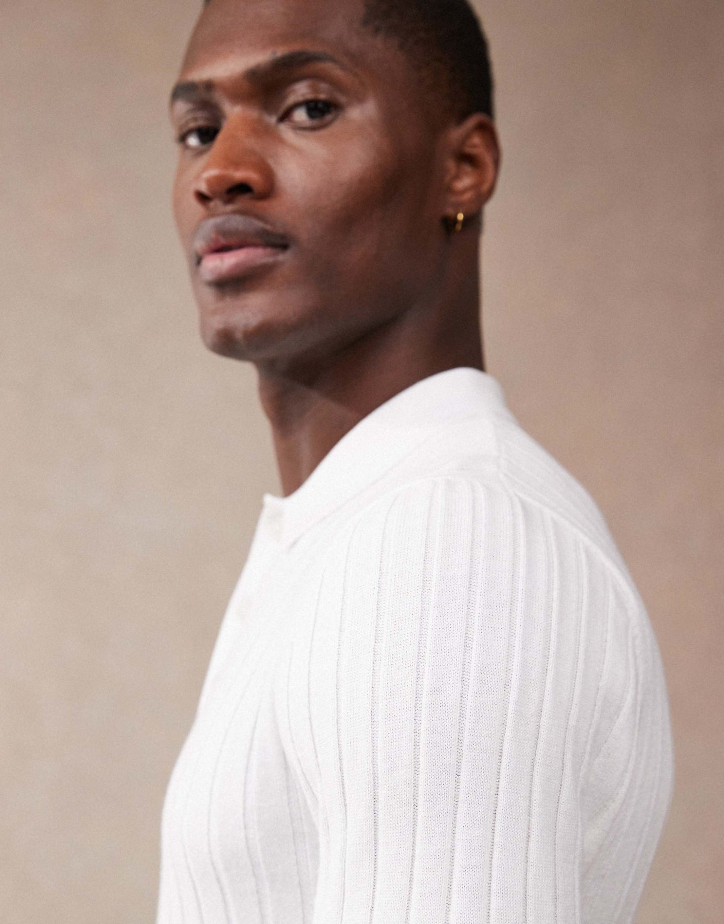 Muscle Fit Knitted Rib Polo T-Shirt