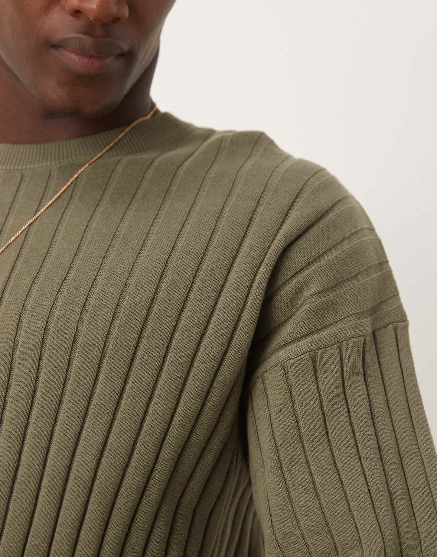 Relaxed Boxy Fit Knitted Rib T-Shirt