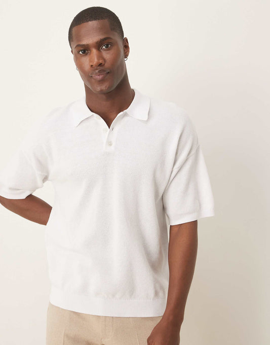 Relaxed Lightweight Knitted Cotton Pique Polo