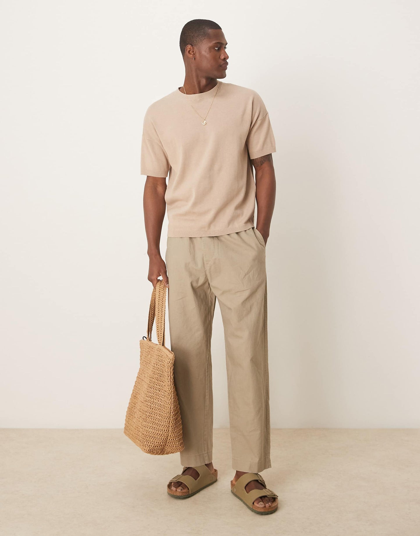 Relaxed Boxy Fit Midweight Knitted Cotton T-Shirt