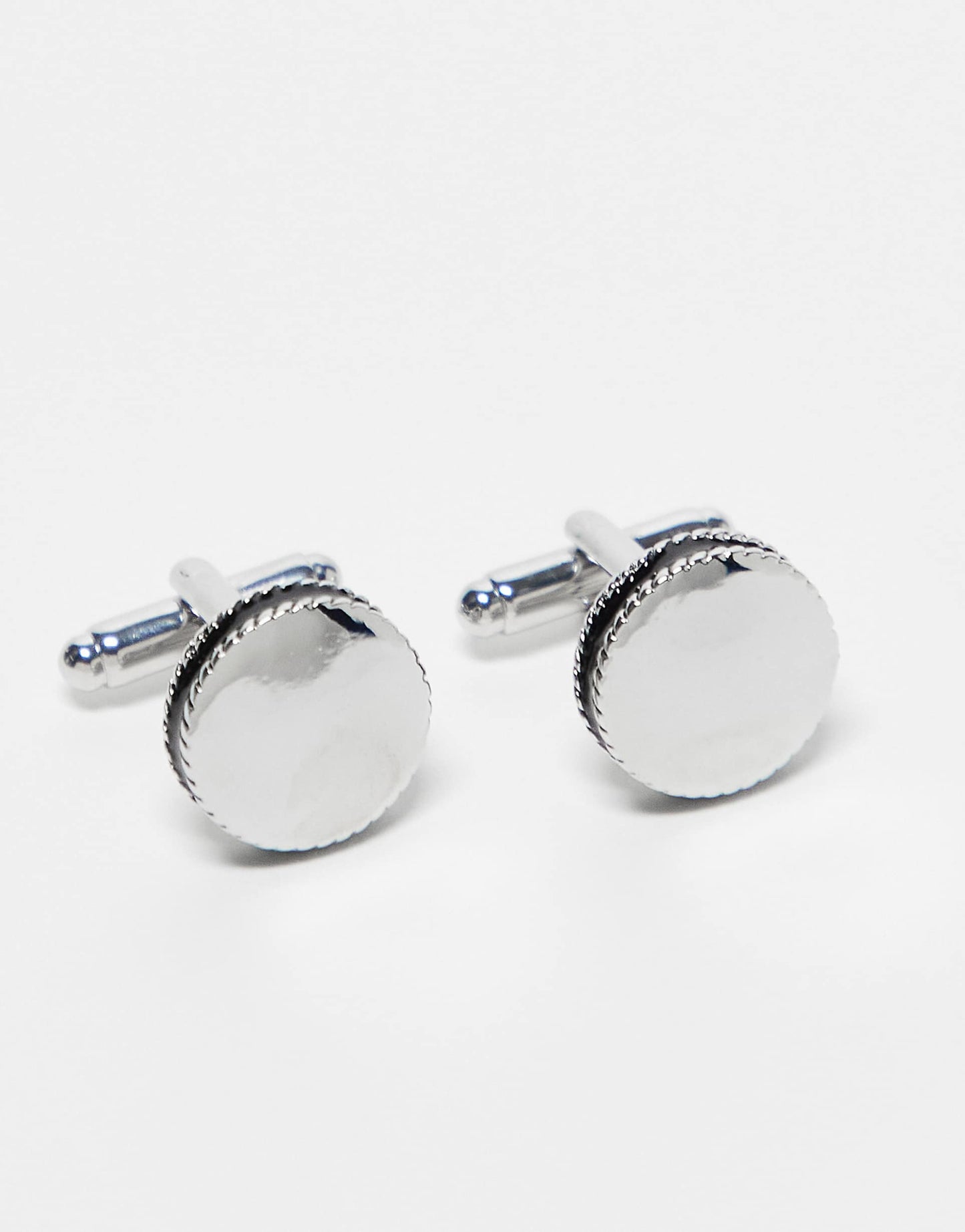 Round Cufflinks With Black Edge
