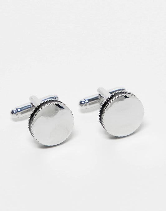 Round Cufflinks With Black Edge