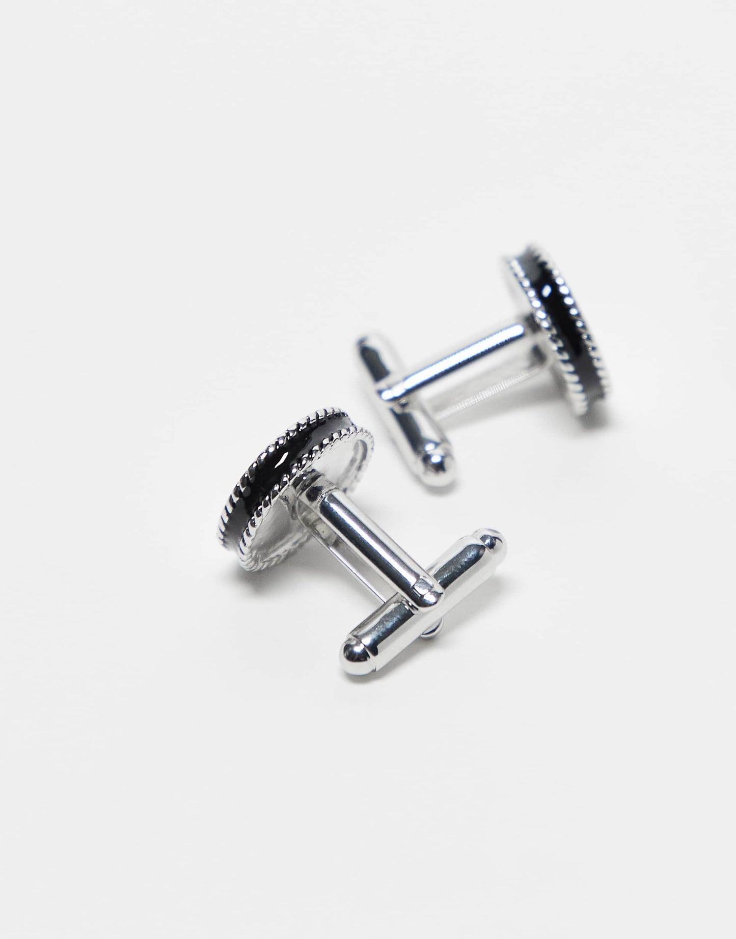 Round Cufflinks With Black Edge