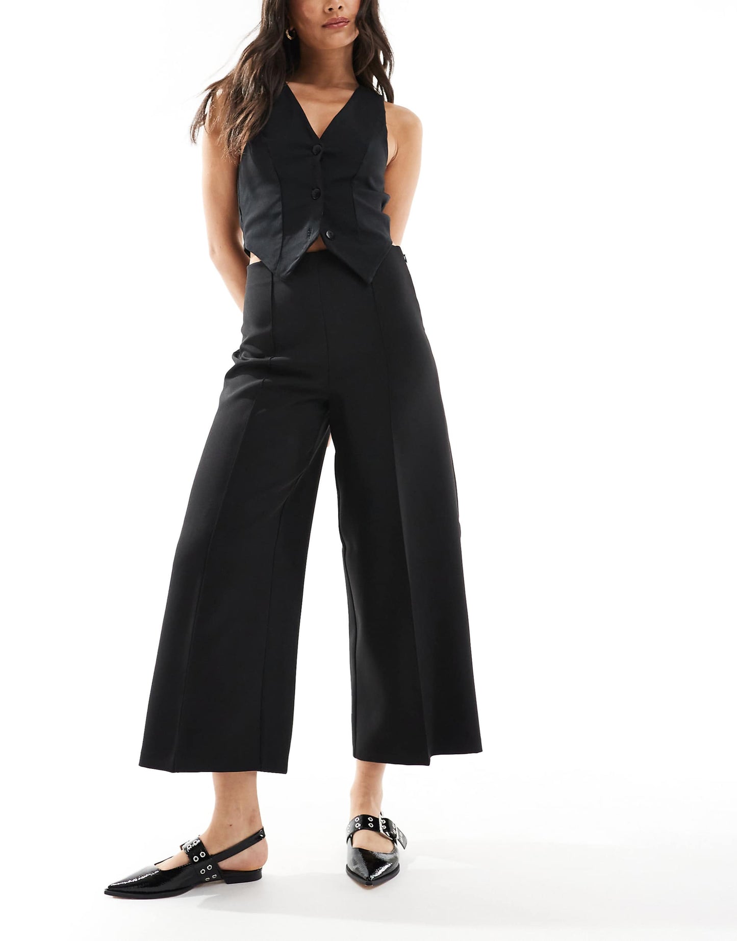 Tailored Clean Ankle Grazer Wide Leg Trousers