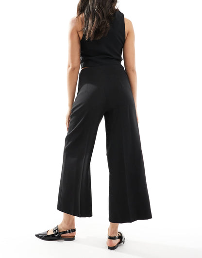 Tailored Clean Ankle Grazer Wide Leg Trousers