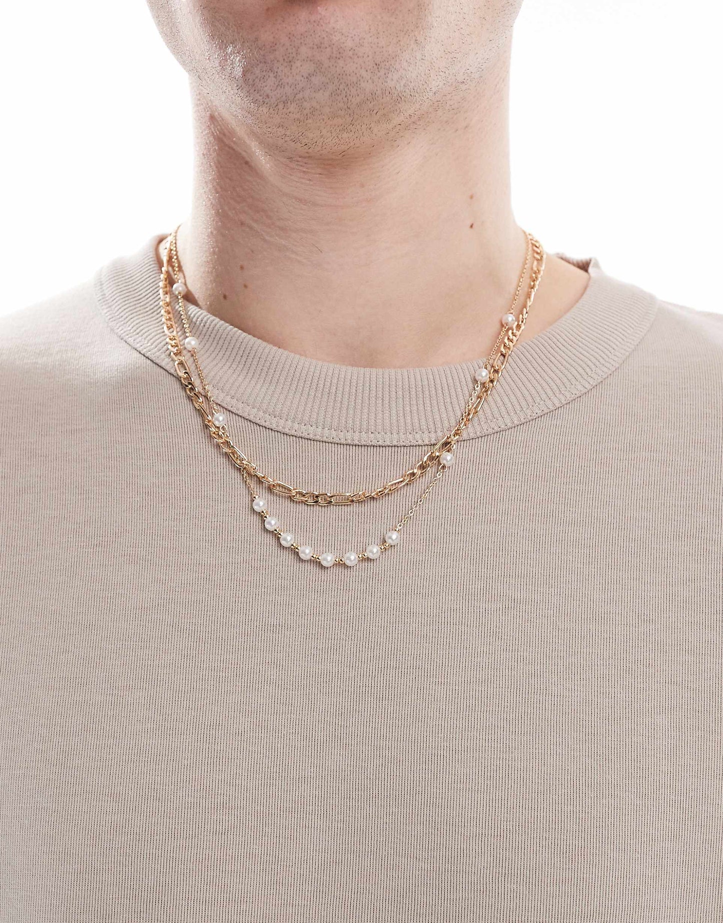 2 Pack Chain Necklace With Faux Pearls