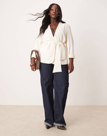Curve Tie Waist Blazer