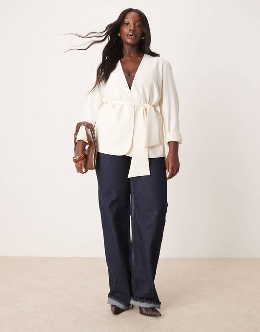 Curve Tie Waist Blazer