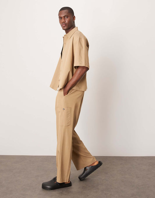 Smart Wide Leg Cargo Trousers