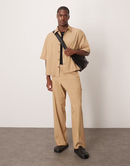 Smart Wide Leg Cargo Trousers