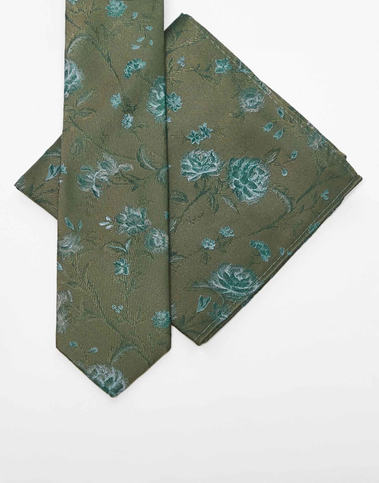 Floral Print Tie And Pocket Square Set