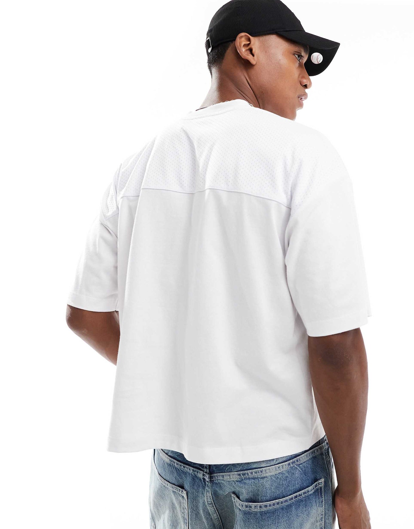 Oversized Boxy T-Shirt With Sporty Mesh Panel