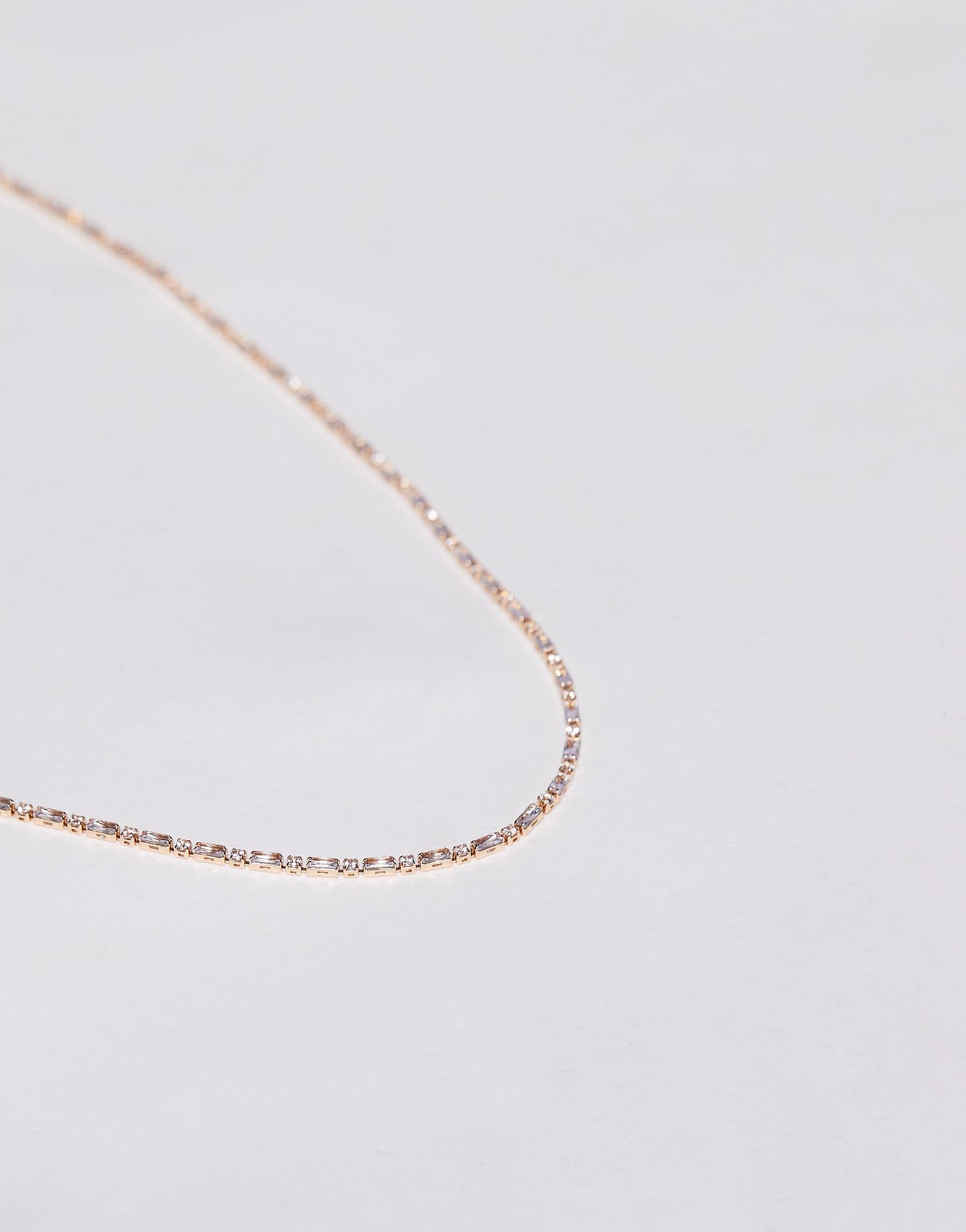 Curve Short Necklace With Cubic Zirconia Baguette Design