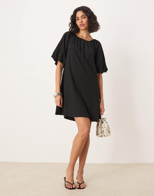 Poplin Puff Sleeve Dress