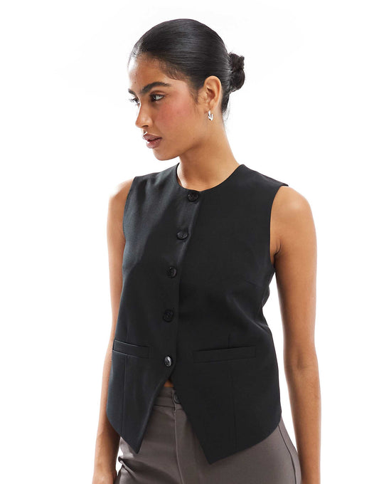 Black High Neck Waistcoat