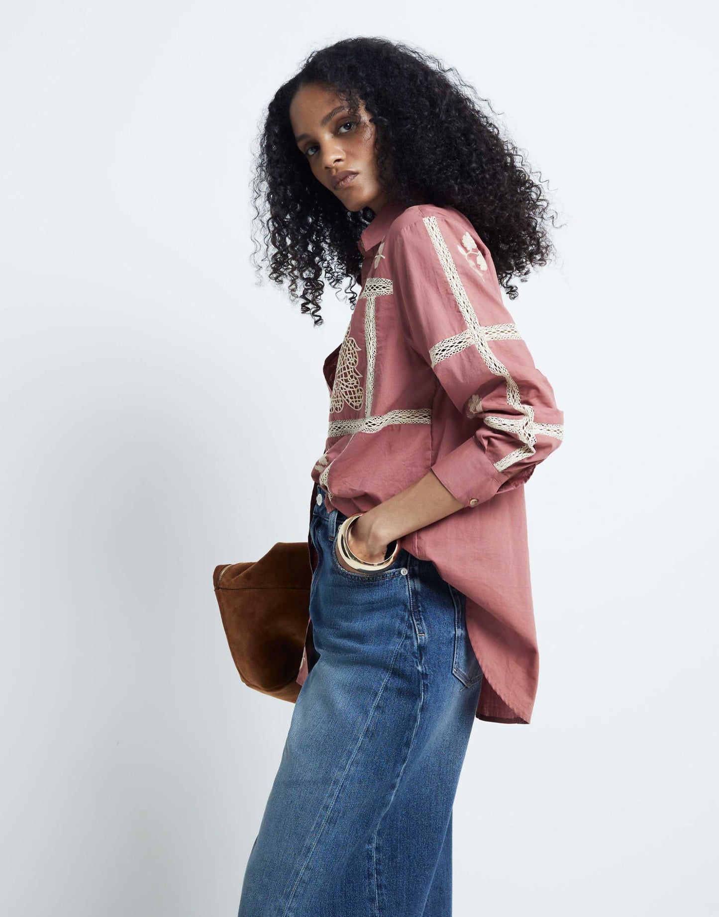 Patchwork Lace Trim Shirt