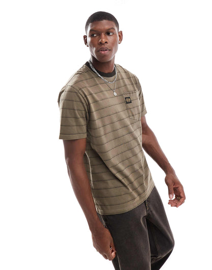 Textured Stripe Pocket T-Shirt