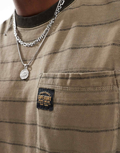 Textured Stripe Pocket T-Shirt