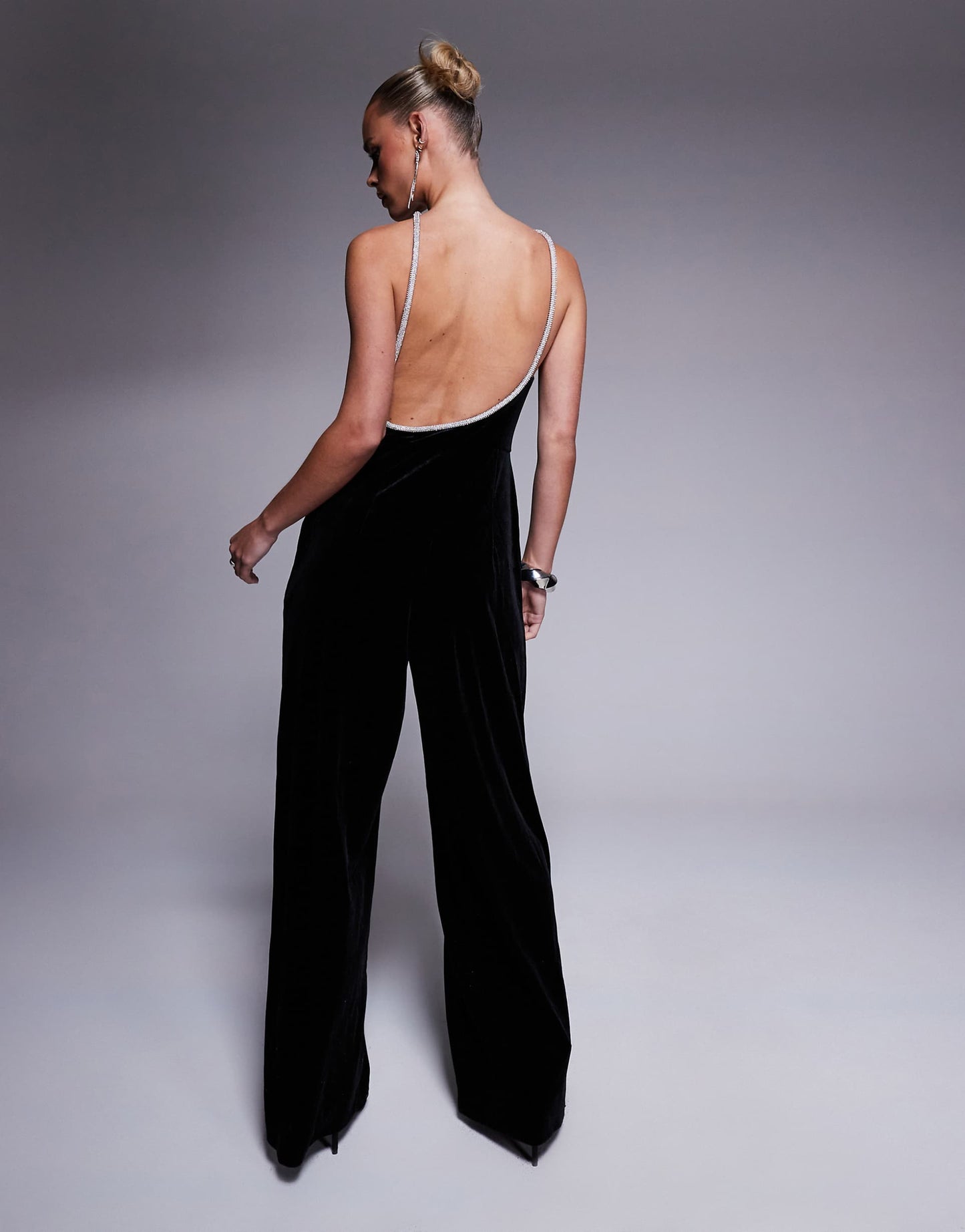 Petite Diamante Embellished One Shoulder Jumpsuit