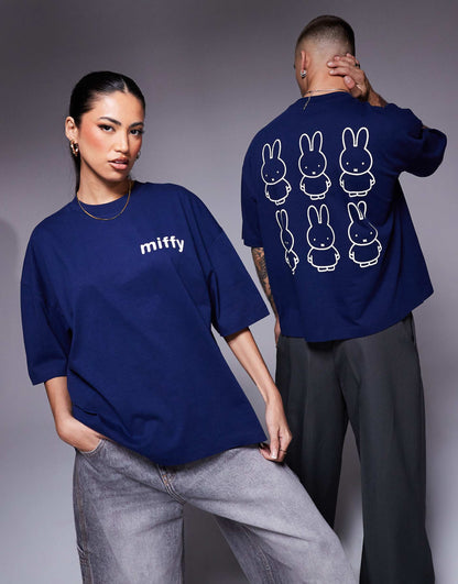 Unisex Boxy Oversized License T-Shirt With Miffy Prints