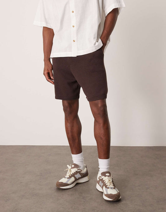 Oversized Midweight Knitted Cotton Shorts Co-Ord
