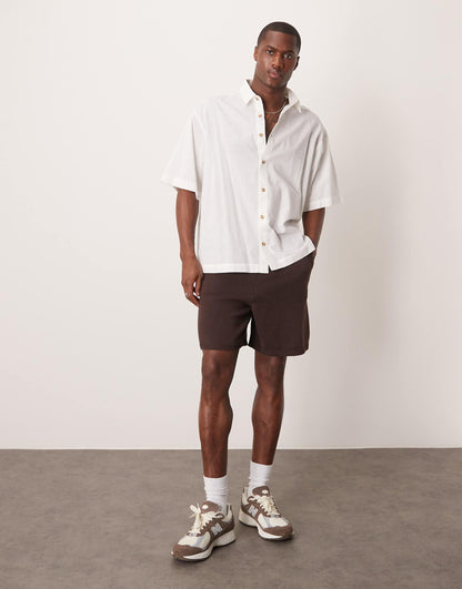Oversized Midweight Knitted Cotton Shorts Co-Ord