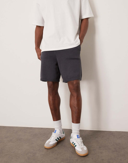 Oversized Midweight Knitted Cotton Shorts Co-Ord