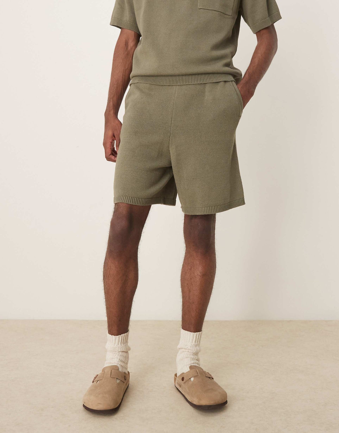 Oversized Midweight Knitted Cotton Shorts Co-Ord
