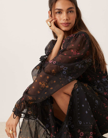 Lace Insert Maxi Dress