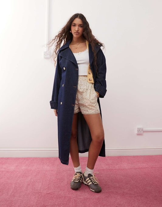 Western Denim Trench Coat