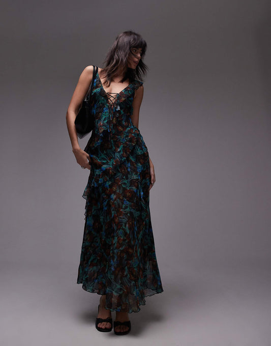 Maxi Frill Slip Dress Midi