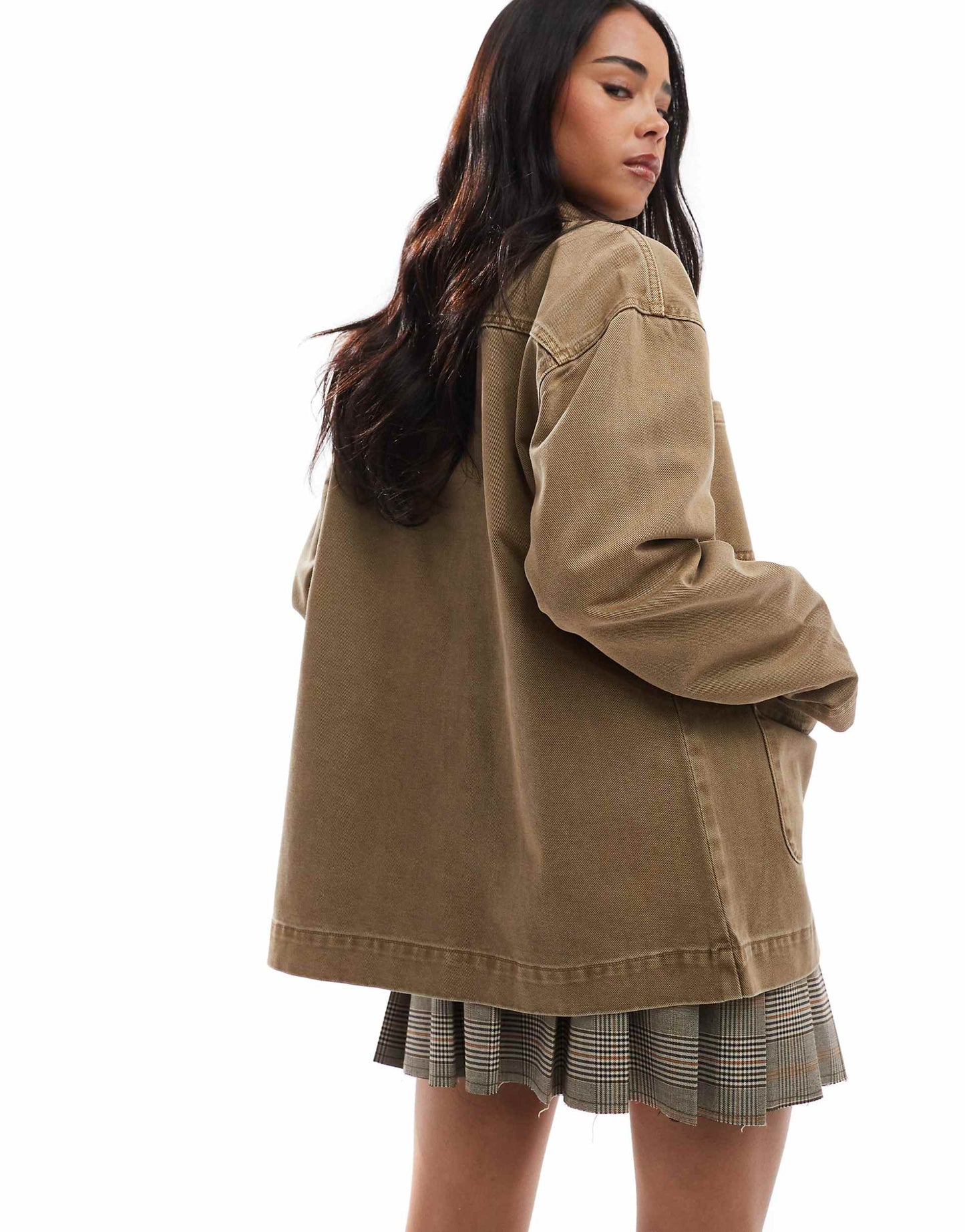 Denim Barn Jacket With Contrast Collar