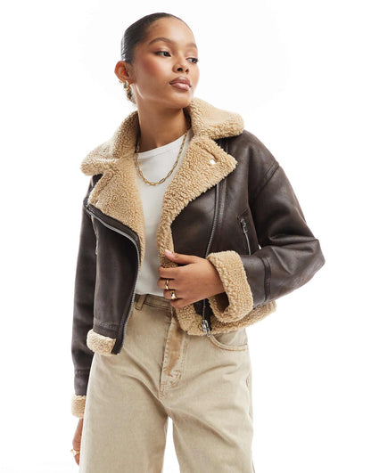 Contrast Shearling Jacket