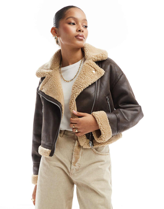 Contrast Shearling Jacket
