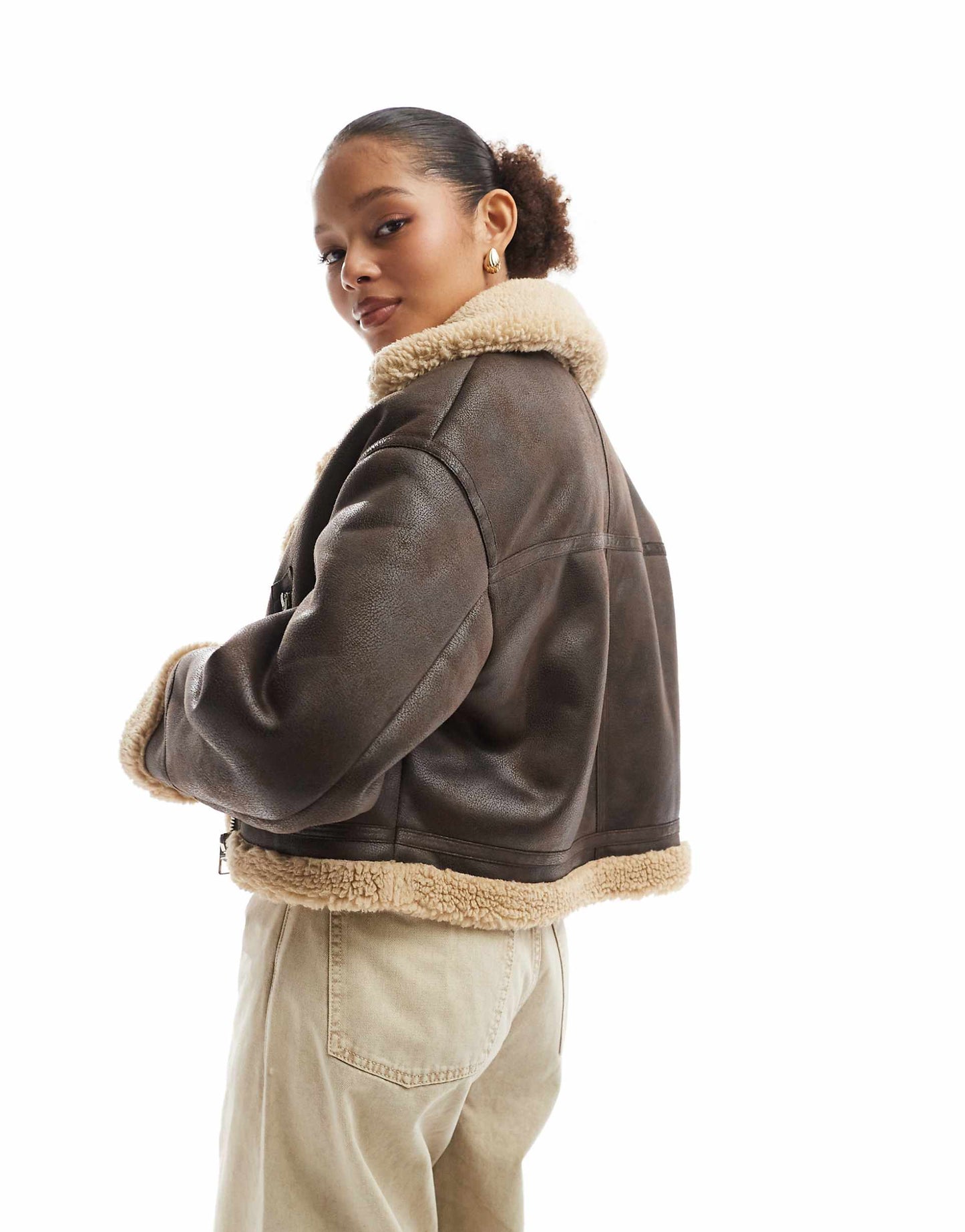 Contrast Shearling Jacket