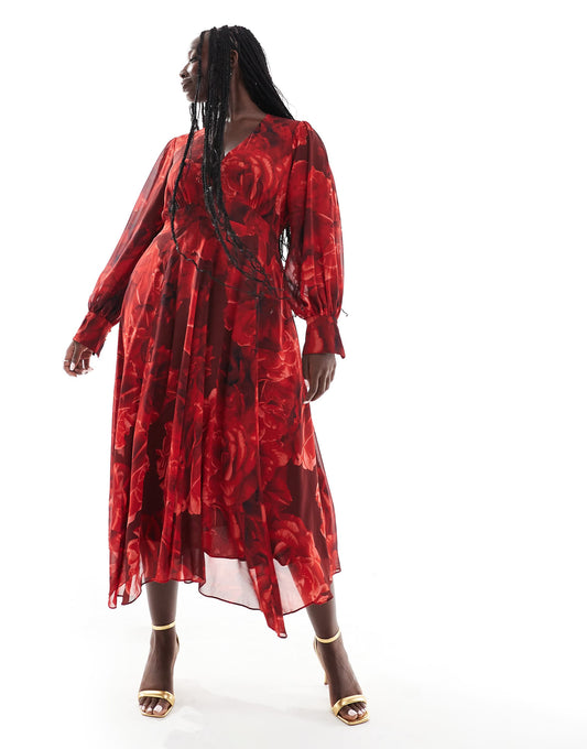 Curve Long Sleeve Maxi Dress