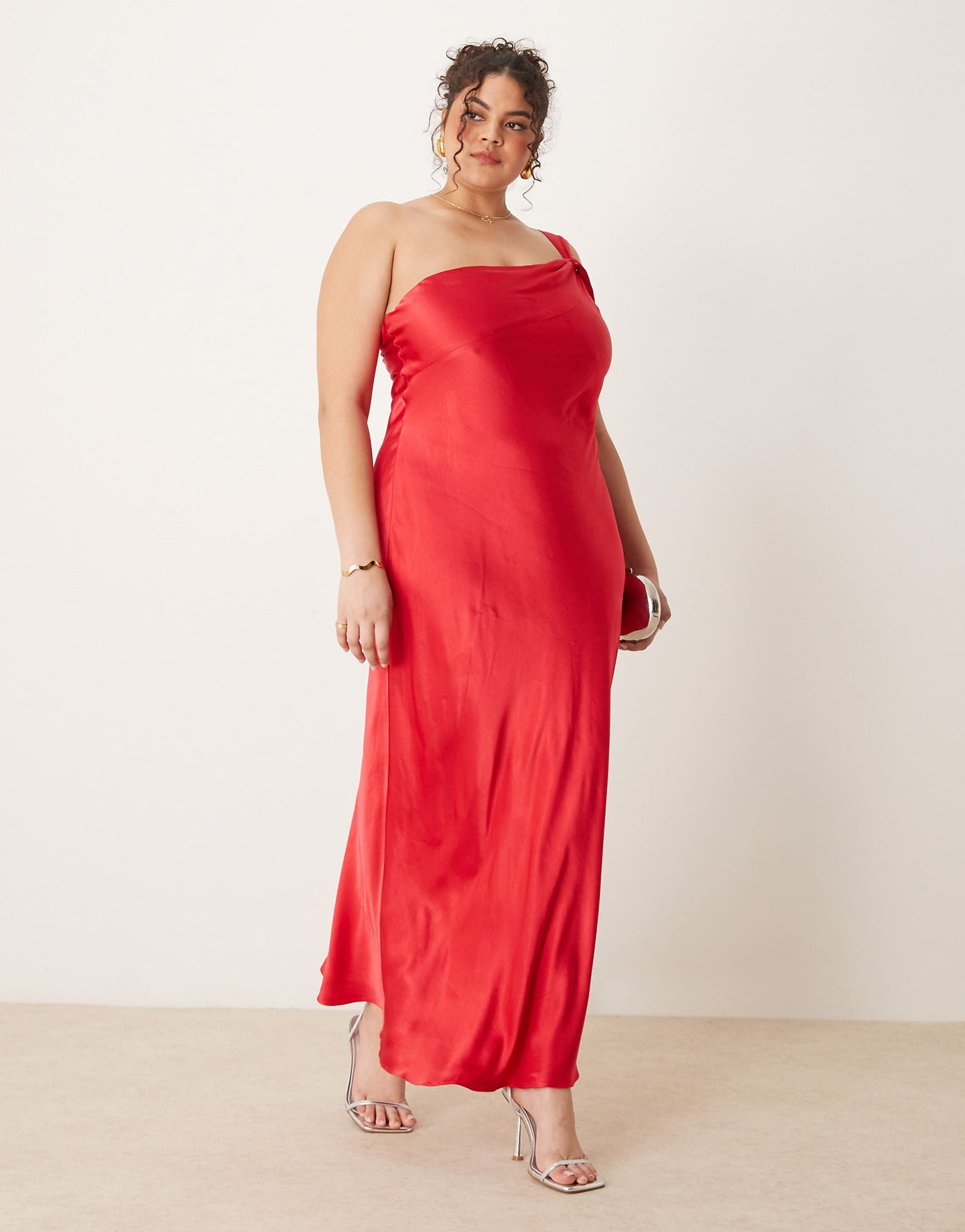 Curve Off Shoulder Satin Midaxi Dress