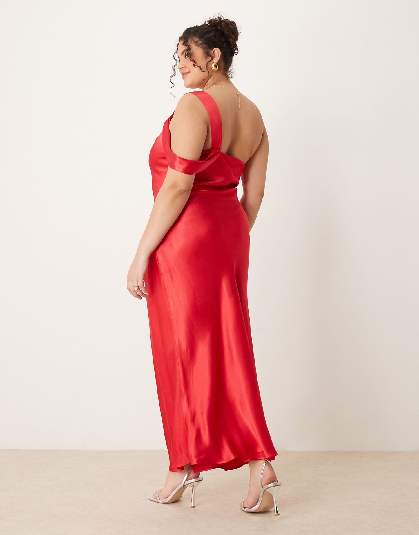 Curve Off Shoulder Satin Midaxi Dress