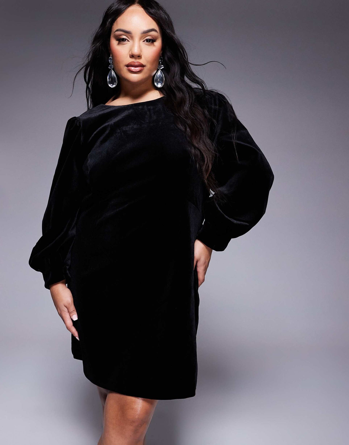 Curve Velvet Bow Back Mini Dress
