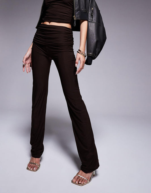 Slinky Folded Waist Flared Trousers Co-Ord