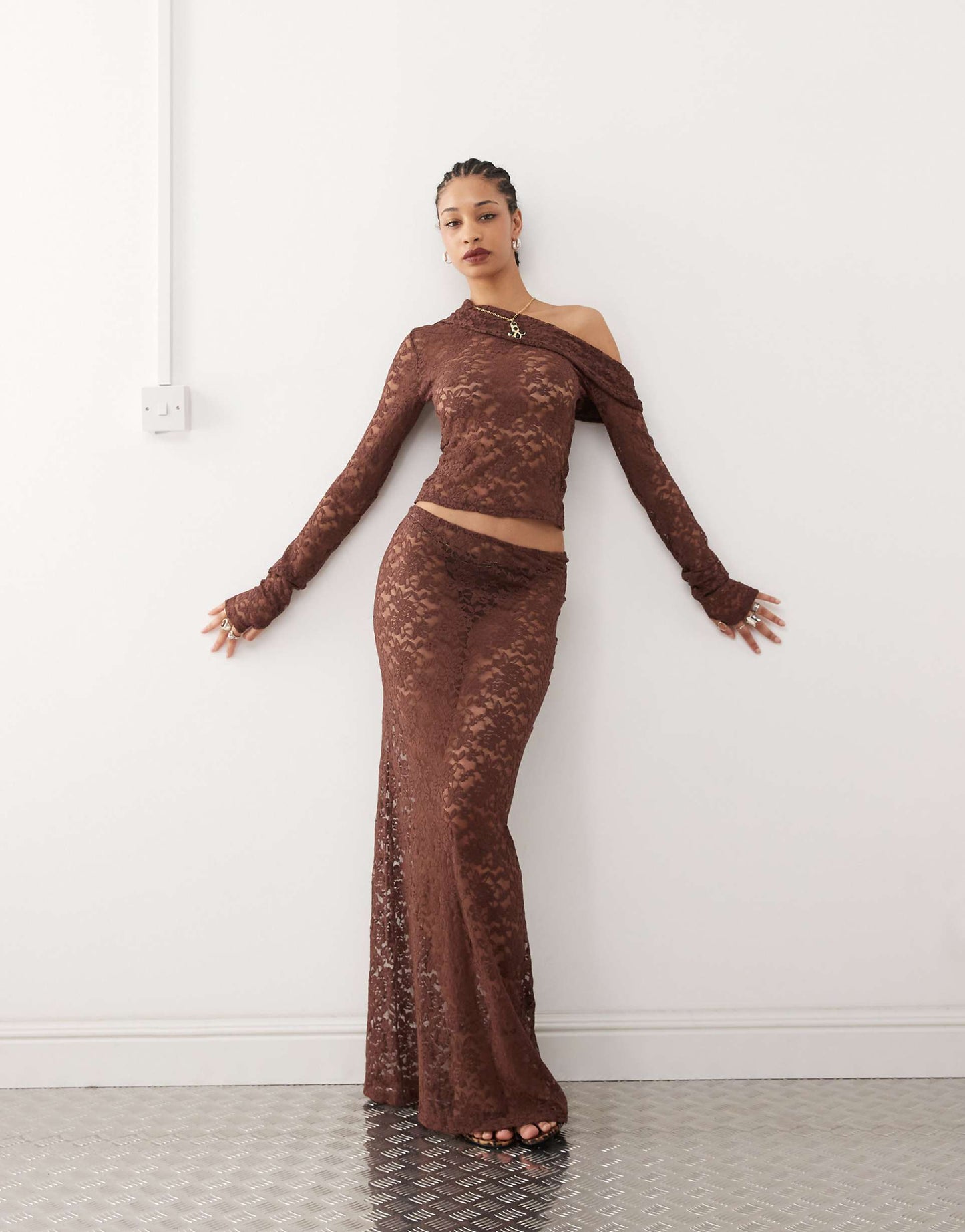 Low Waisted Lace Maxi Skirt Co-Ord